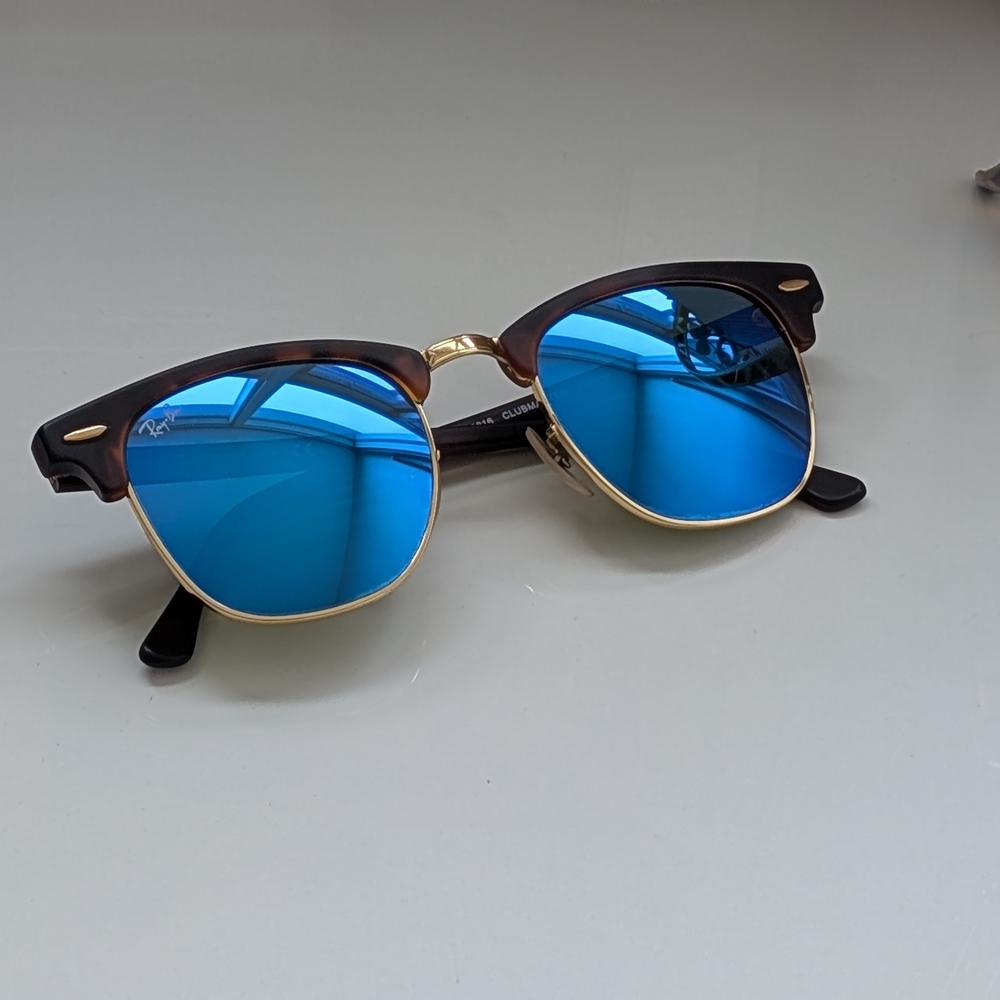 Ray-Ban Clubmaster Blue and Gold Sunglasses